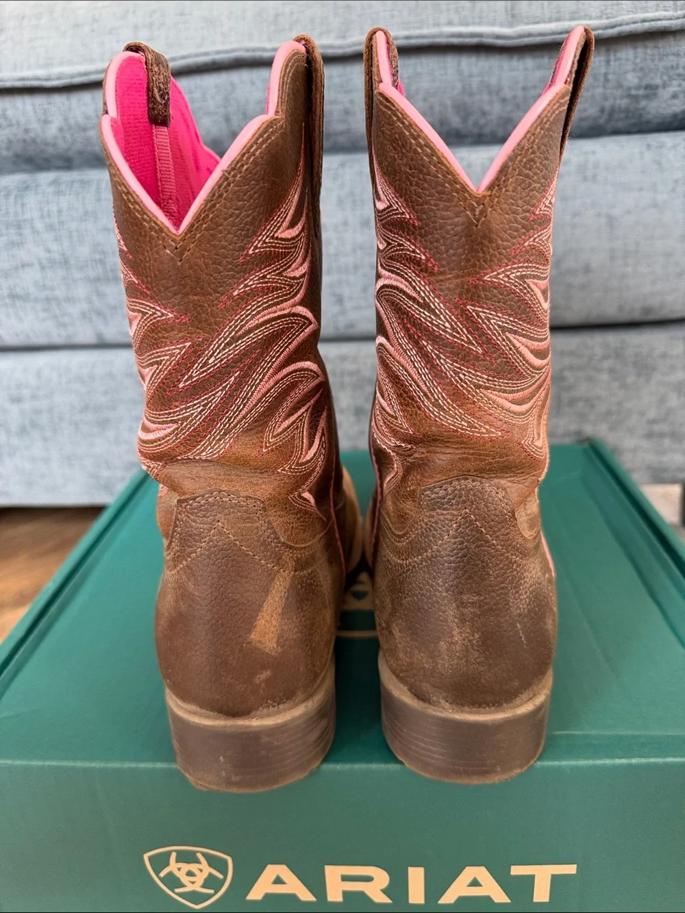 Ariat Kids Firecatcher Brown and Pink Western Cowgirl Boots